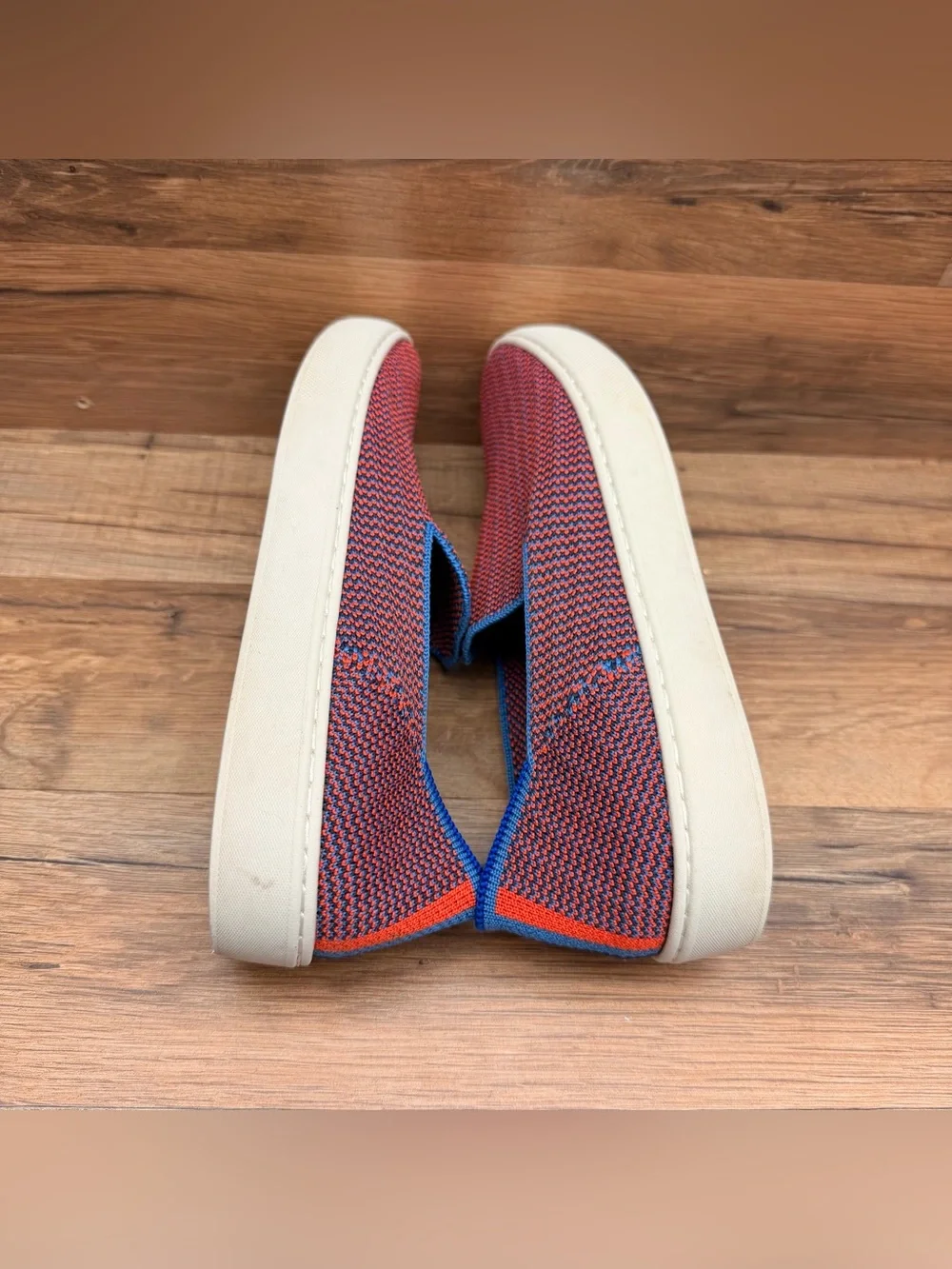 Rothy's size 7 The Sneaker Tangerine Multicolor Stitched Slip On Shoes